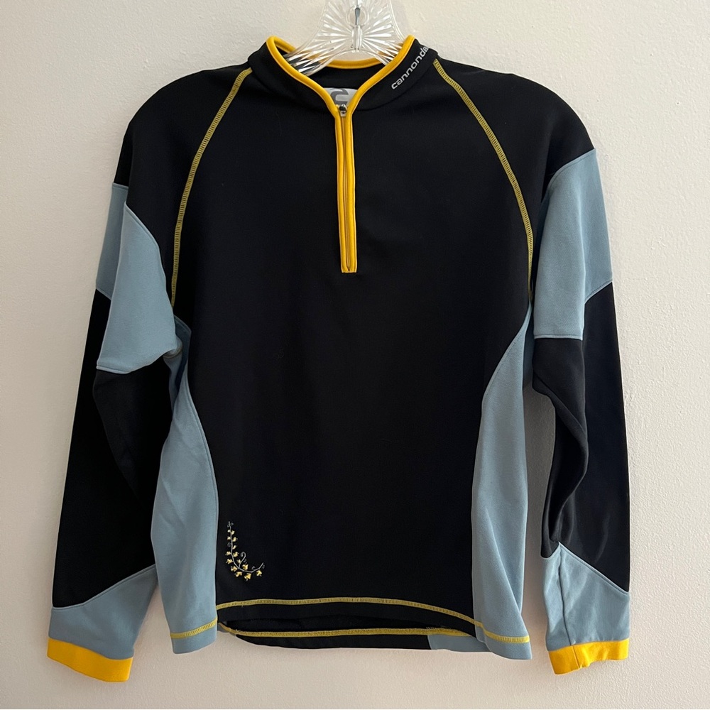 Cannondale Black Thermal Sz S Cycling Jersey Womens Embroidered Biking Pockets